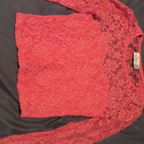 Pink laced long sleeved crop top - Picture 2 of 4